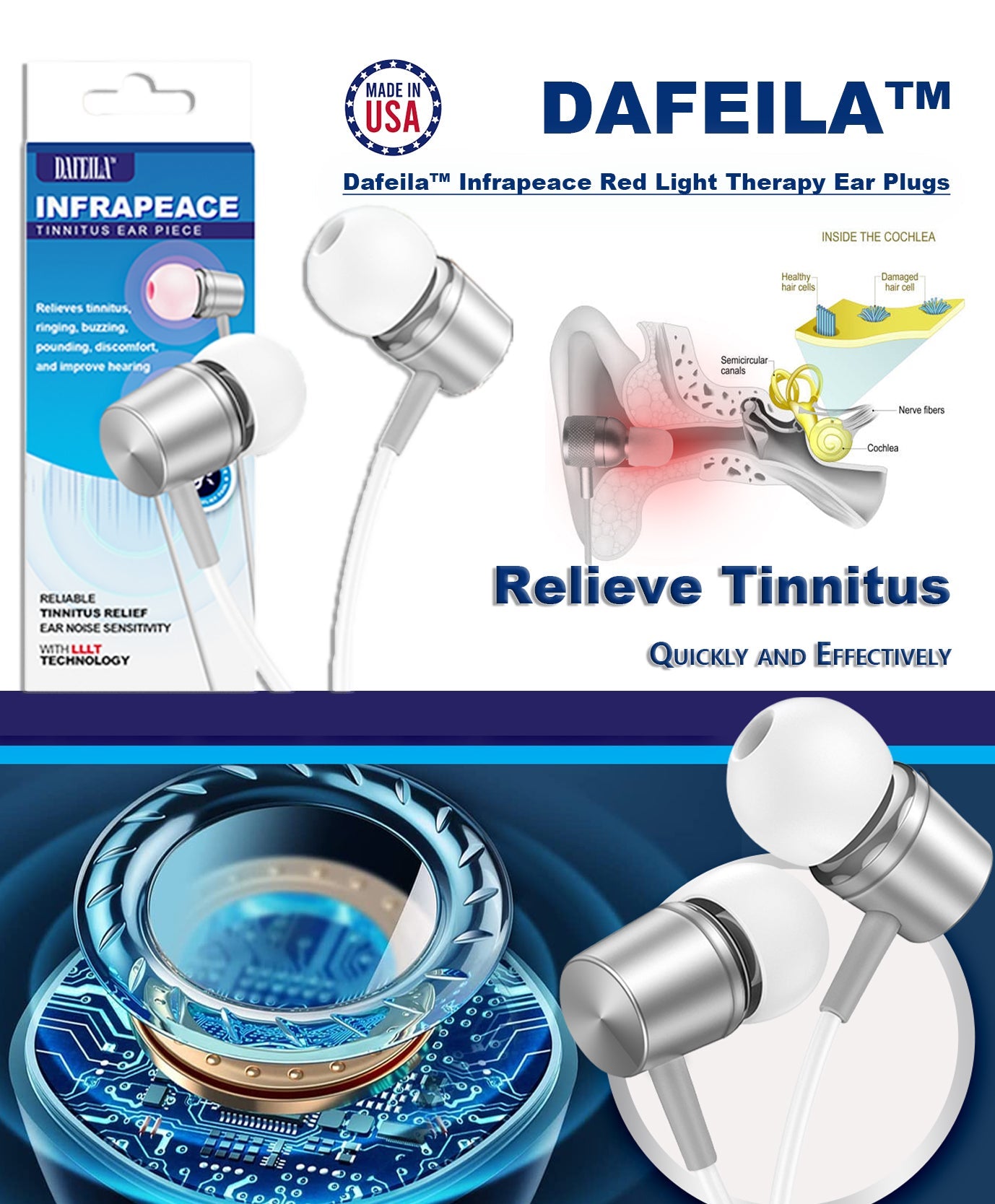 DAFEILA™ INFRAPEACE -Red Light Therapy Ear Plugs ACE1