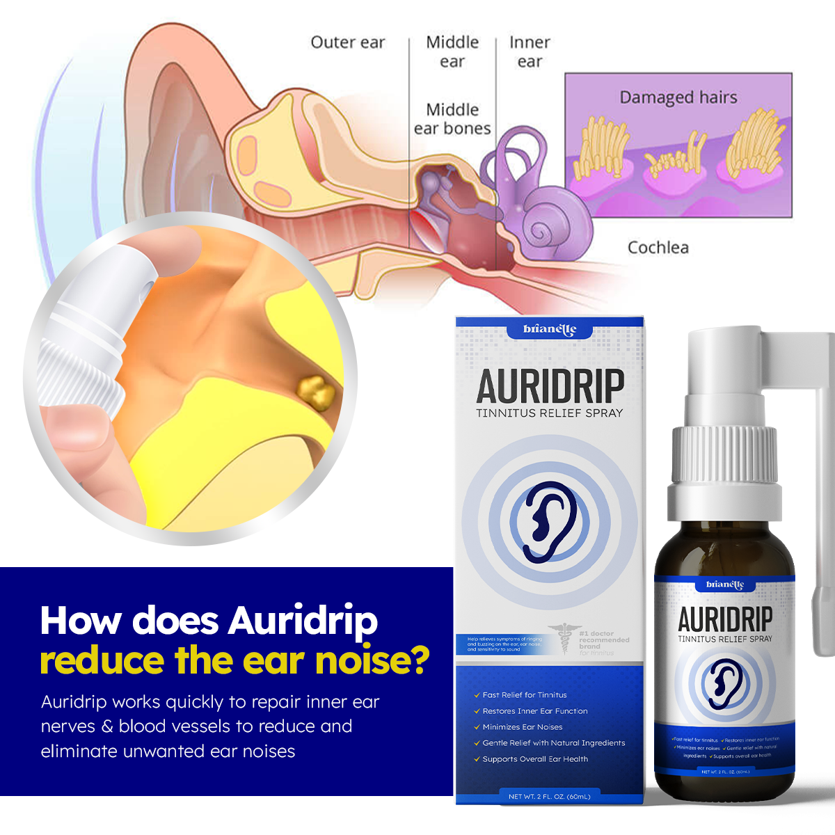 Brianelle™ Auridrip Tinnitus Relief Spray💎 50%OFF TODAY ! !